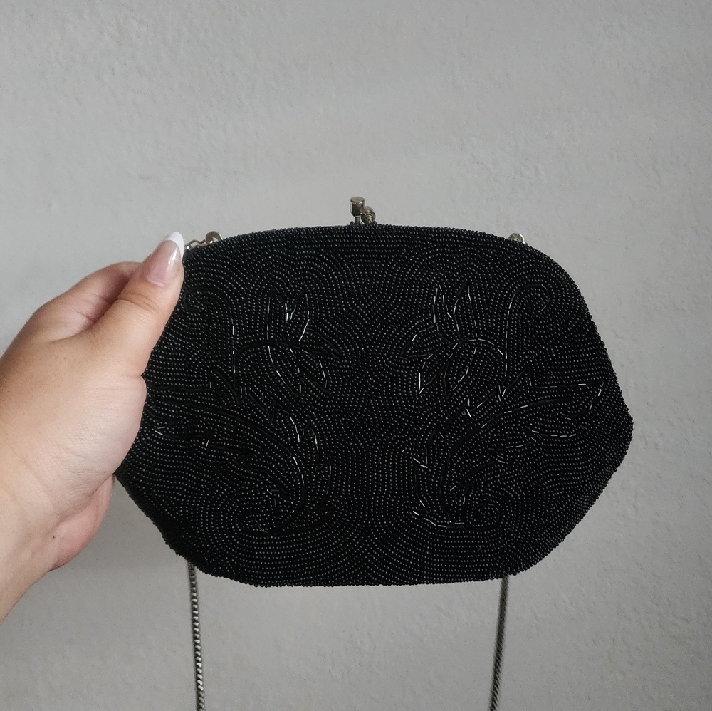 Elegant Black Beaded Clutch